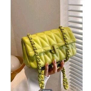 Quilted Crossbody Bag Green Chain‎ Strap Shoulder Bag Purse Handbag